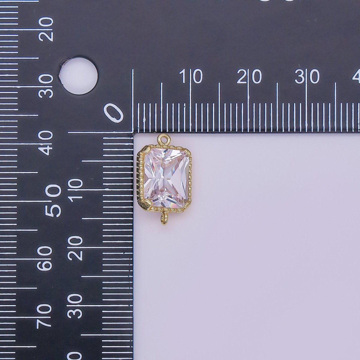14K Gold Filled Clear, Purple CZ Multifaceted Baguette Bezel Connector | G814 G815 - DLUXCA