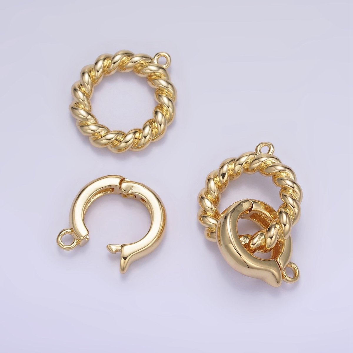 14K Gold Filled Croissant Round Spring Gate Findings Set | Z593 - DLUXCA