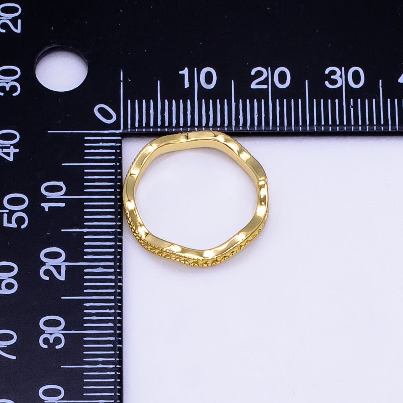 14K Gold Filled Curved Bubble Beaded Minimalist Ring | U514 - DLUXCA