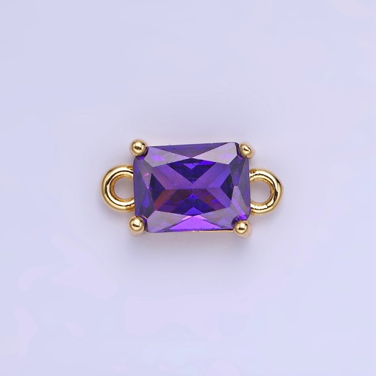 Purple Baguette Cubic Zirconia Stud Earrings 14k Gold-Plated Silver Purple Baguette Cubic Zirconia Stud Earrings 14k Gold-Plated Silver