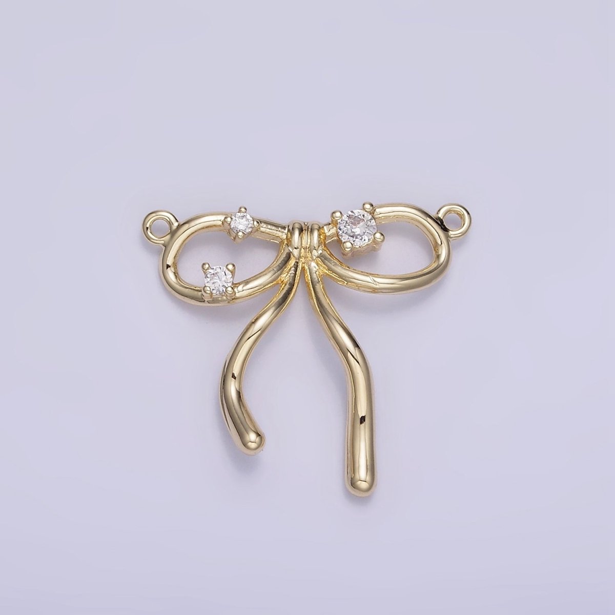 14K Gold Filled CZ Coquette Ribbon Tied Bow Connector | G393 - DLUXCA