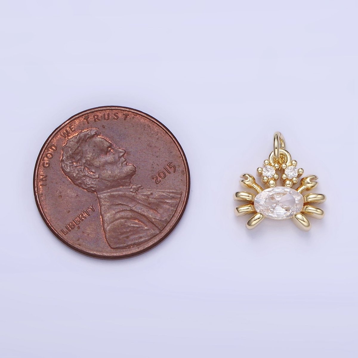 14K Gold Filled CZ Crustacean Crab Animal Mini Charm | W653 - DLUXCA