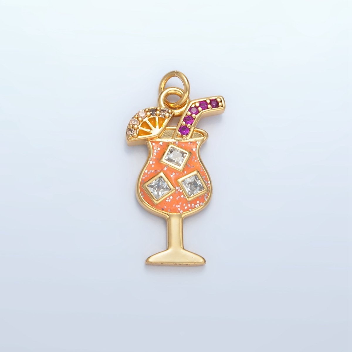 14K Gold Filled CZ Enamel Cocktail Alcohol Drink Charm | AC177 - DLUXCA