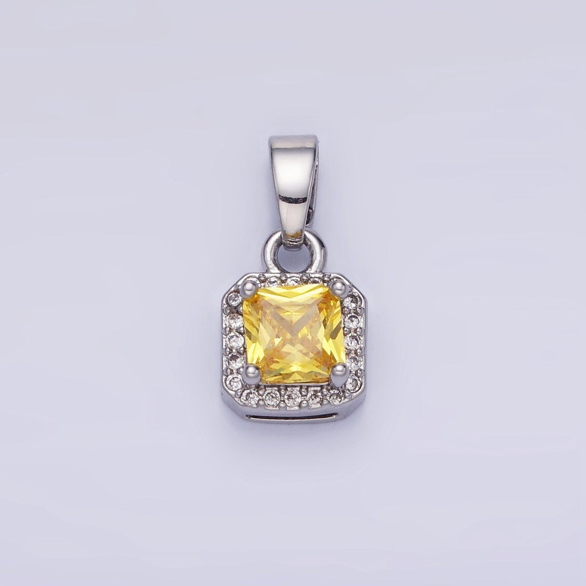 14K Gold Filled CZ Micro Paved Edged Square Pendant in Gold & Silver | AA1270 - AA1280 - DLUXCA
