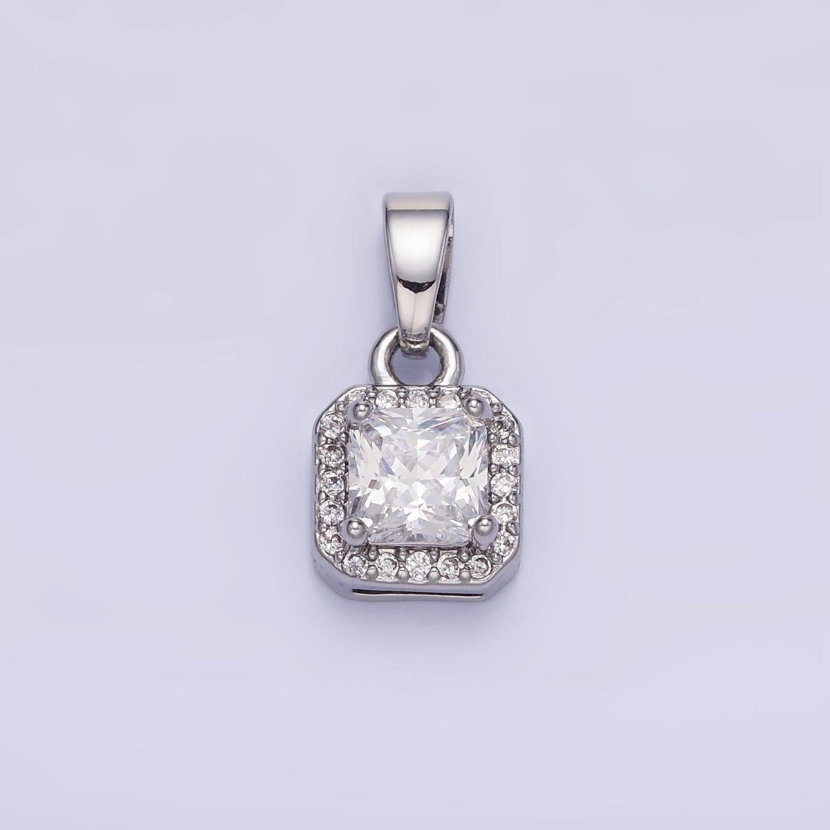 14K Gold Filled CZ Micro Paved Edged Square Pendant in Gold & Silver | AA1270 - AA1280 - DLUXCA