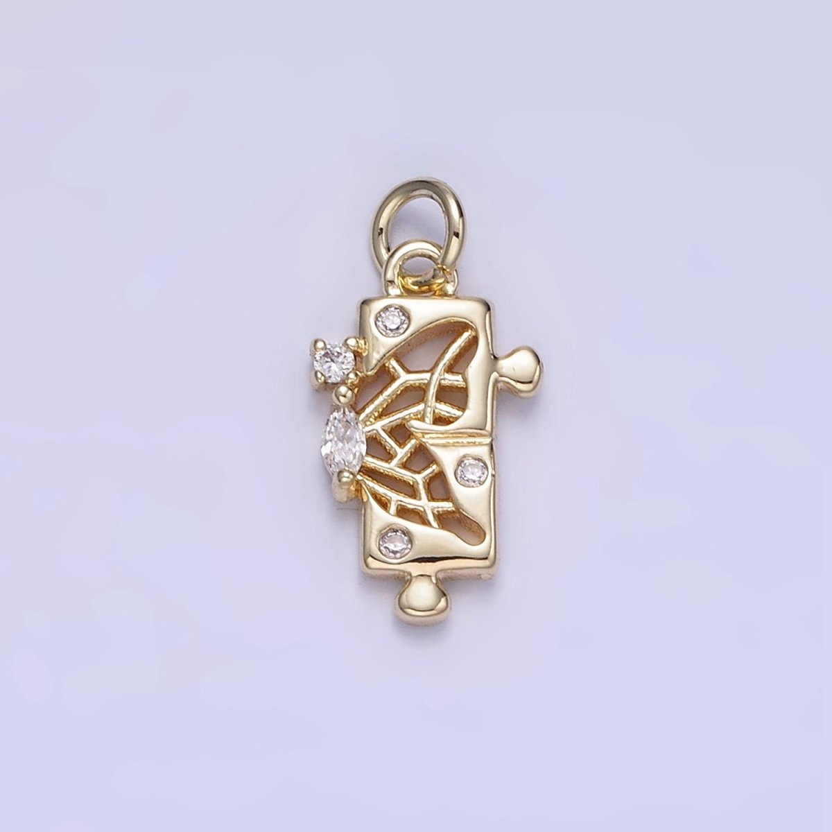 14K Gold Filled CZ Open Filigree Butterfly Wings Puzzle Mini Charm | W649 - DLUXCA