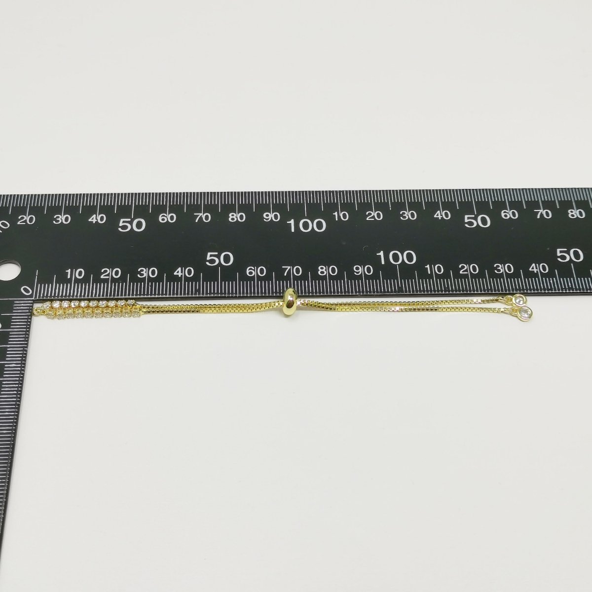 14K Gold Filled CZ Tennis Chain Slider Adjustable Bracelet Findings in Gold & Silver | L473 L474 - DLUXCA