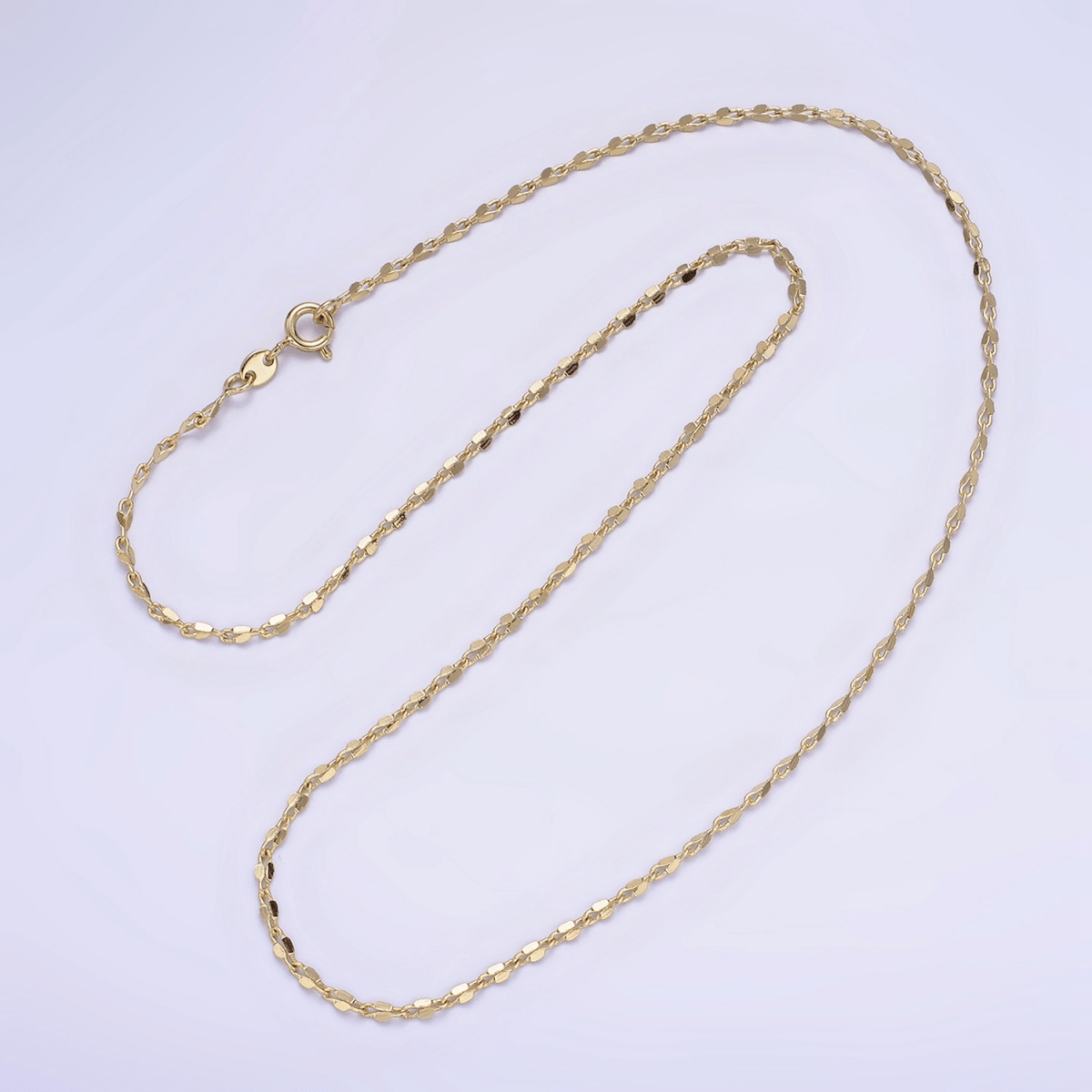 14K Gold Filled Dainty Mariner Mirror Link Chain 20 Inch Necklace | WA - A3585 - DLUXCA