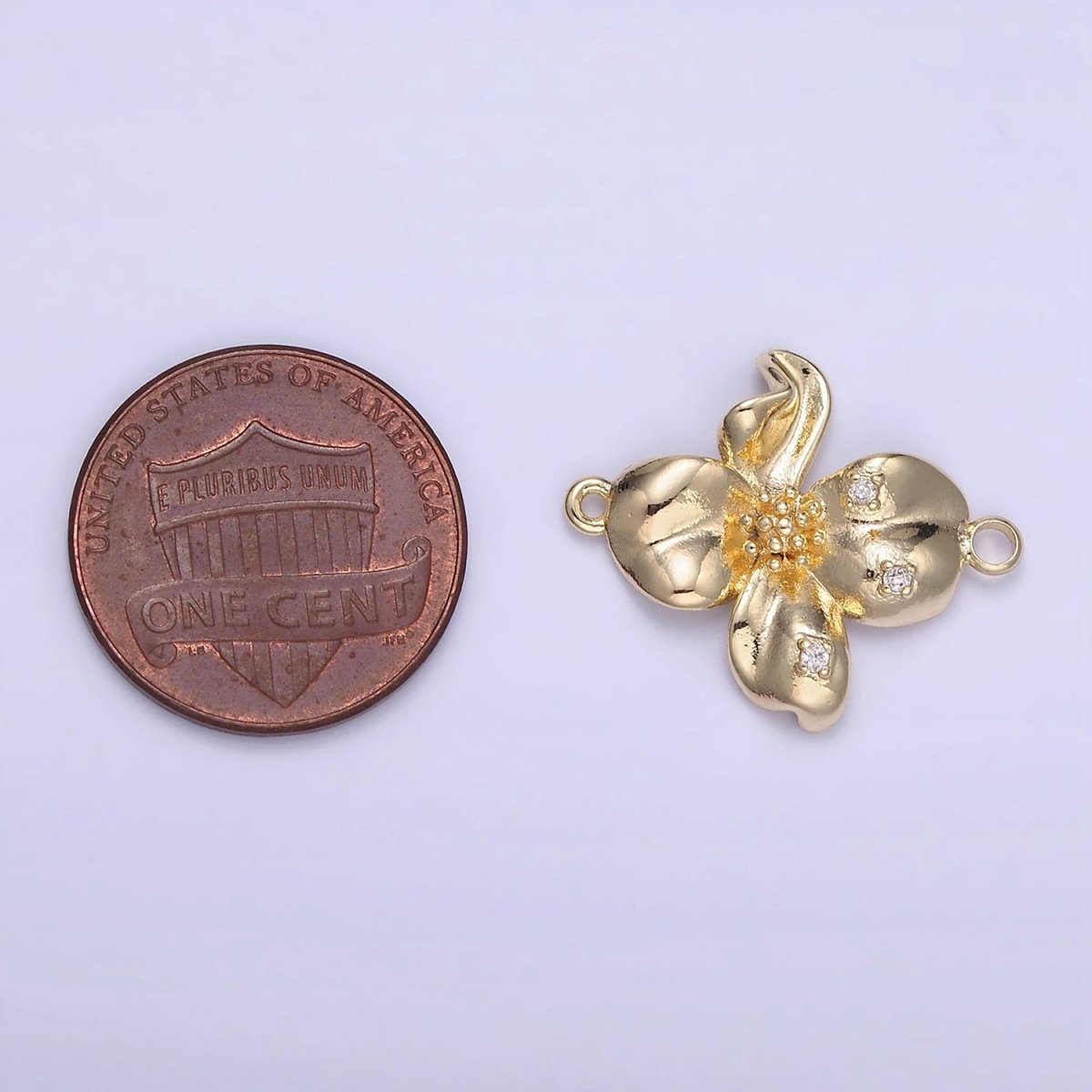 14K Gold Filled Dotted Molten Foil Flower Charm | F032 - DLUXCA