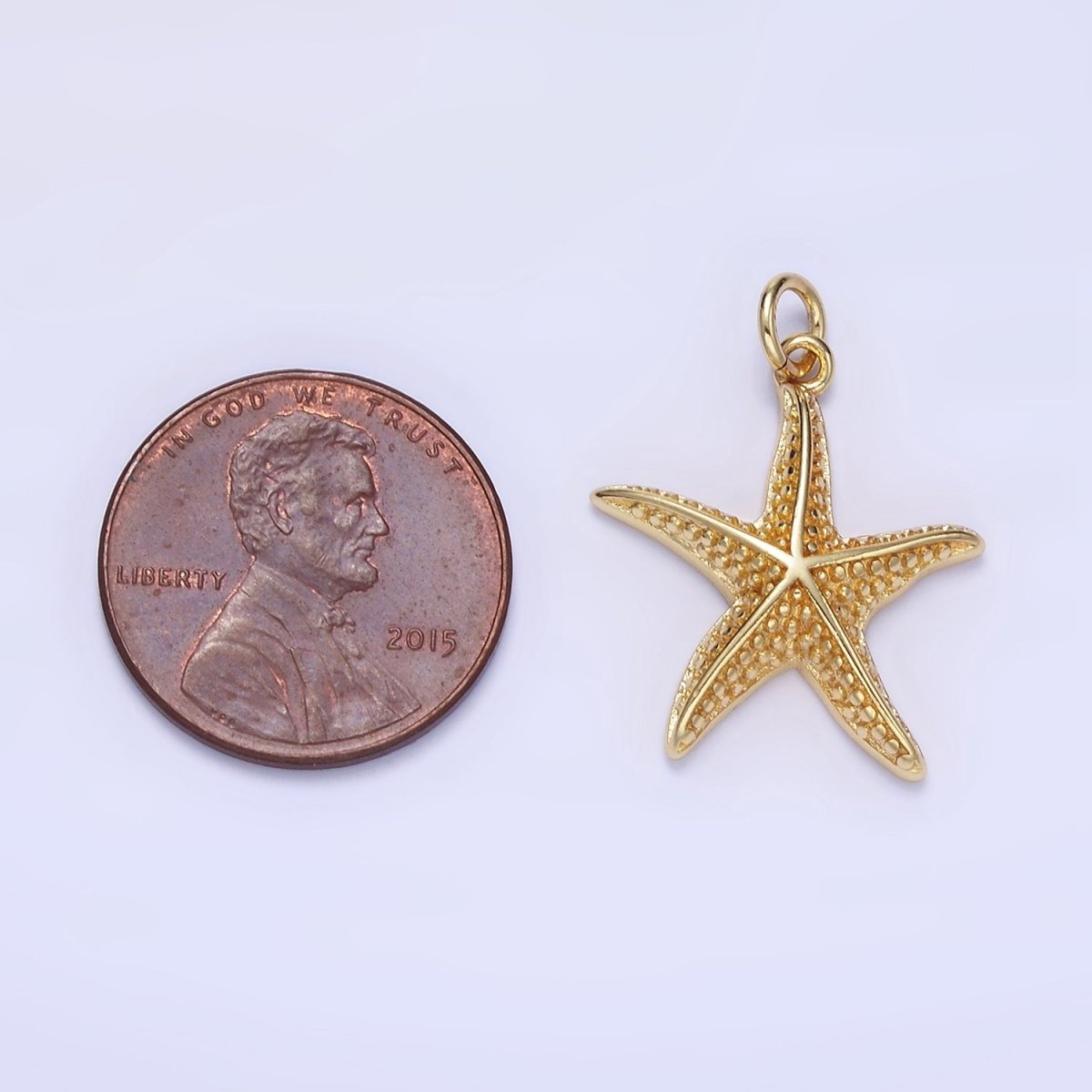14K Gold Filled Dotted Textured Starfish Animal Charm | C491 - DLUXCA
