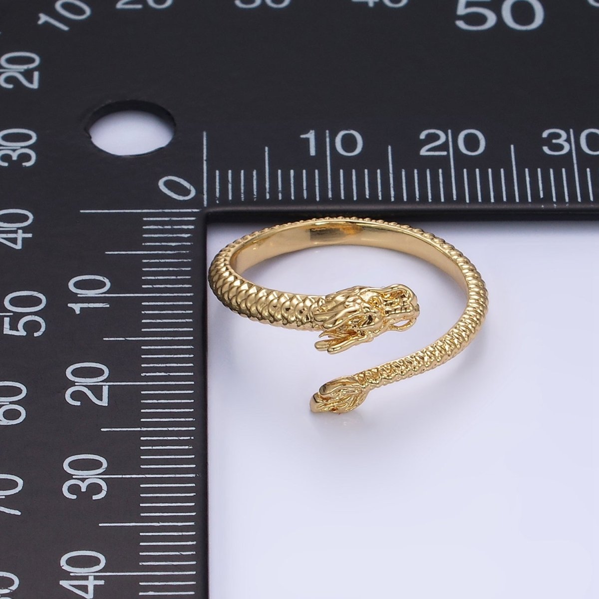 14K Gold Filled Dragon Scale-Textured Wrap Minimalist Ring | O1358 - DLUXCA