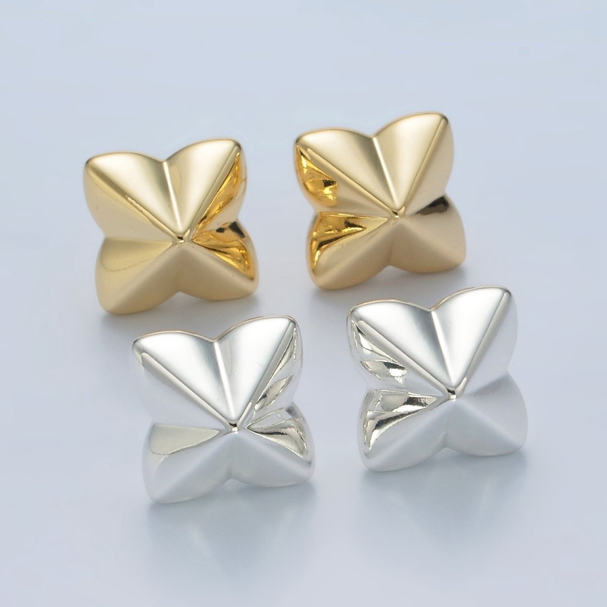 14K Gold Filled Edged Flower Lightweight Stud Earrings in Gold & Silver | AD701 AD702 - DLUXCA