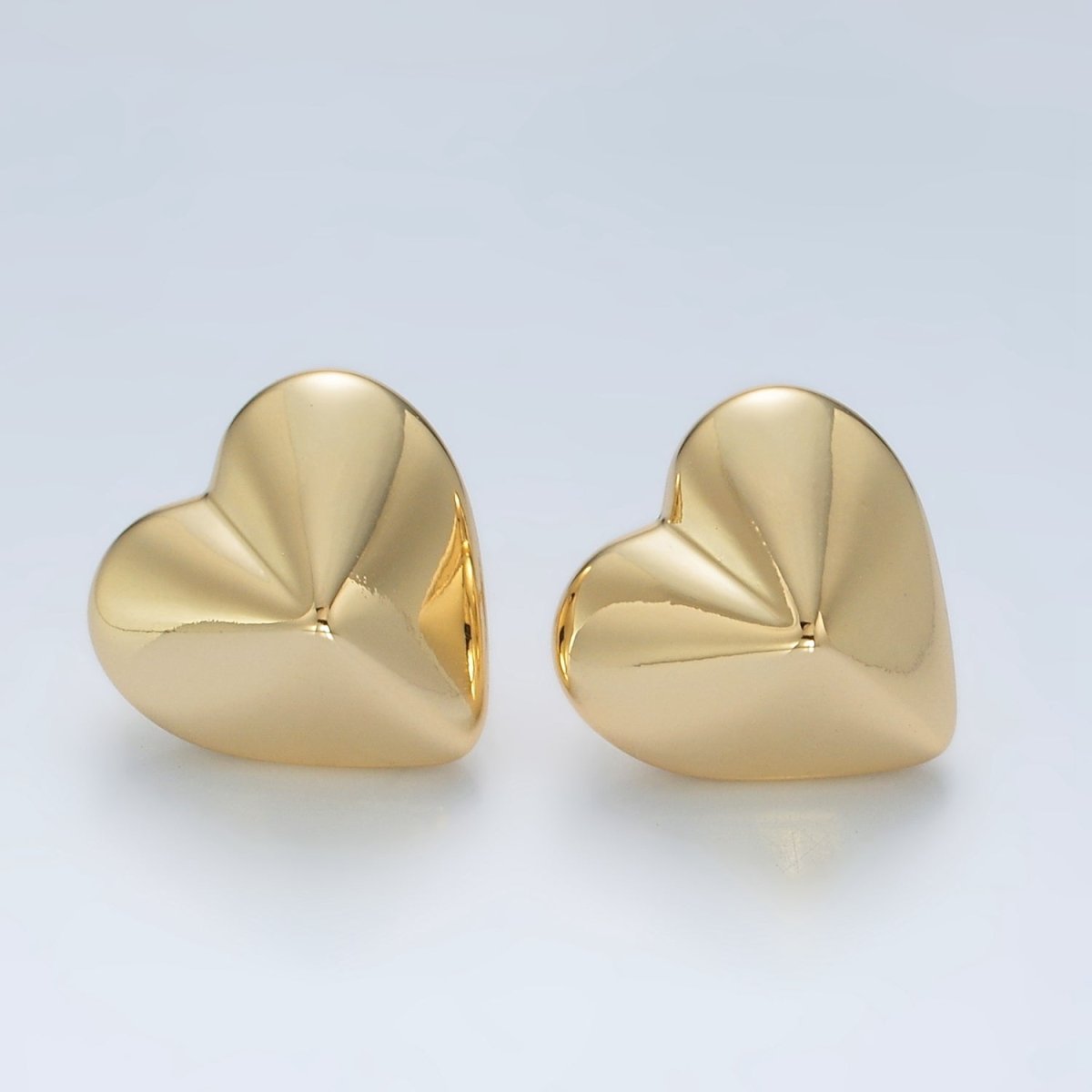 14K Gold Filled Edged Heart Lightweight Stud Earrings in Gold & Silver | AD709 AD710 - DLUXCA