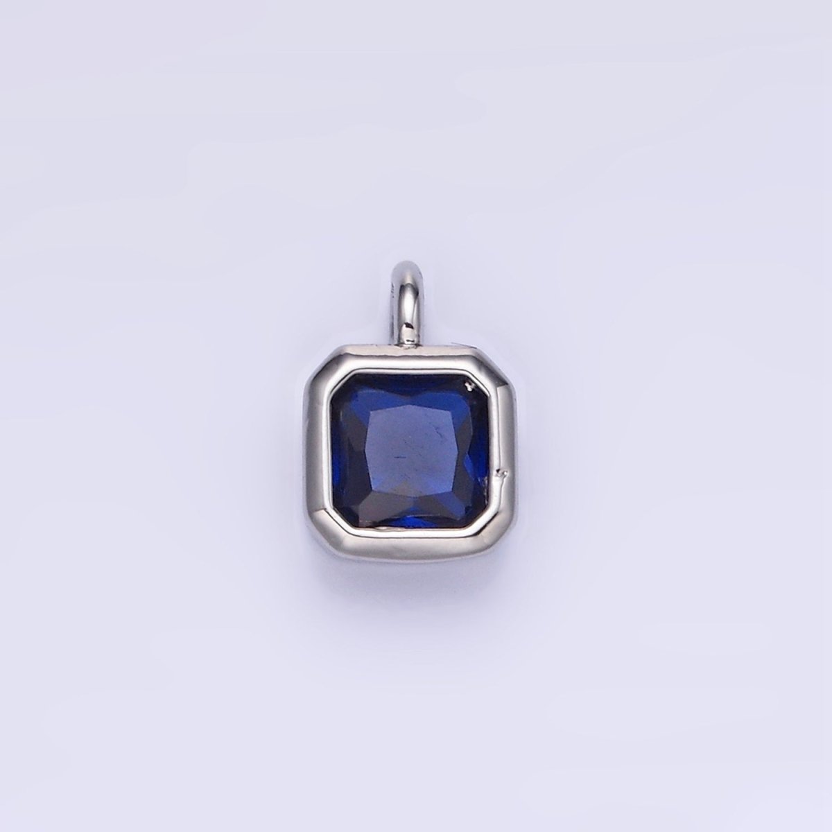 14K Gold Filled Edged Square CZ Birthstone Charm in Gold & Silver | W758 - W769 - DLUXCA