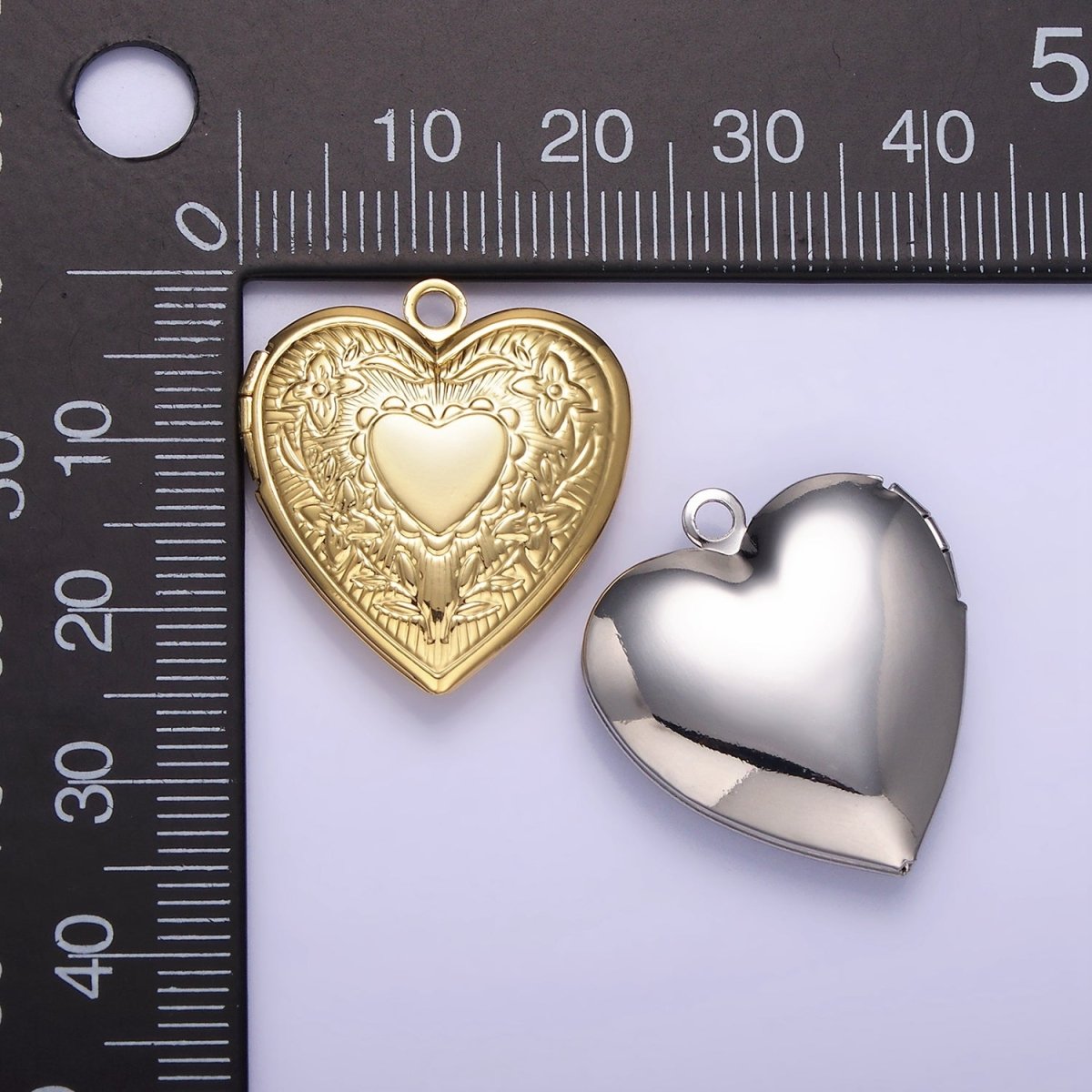 14K Gold Filled Engraved Flower Leaf Sunburst Heart Locket Pendant in Gold & Silver | H049 - DLUXCA