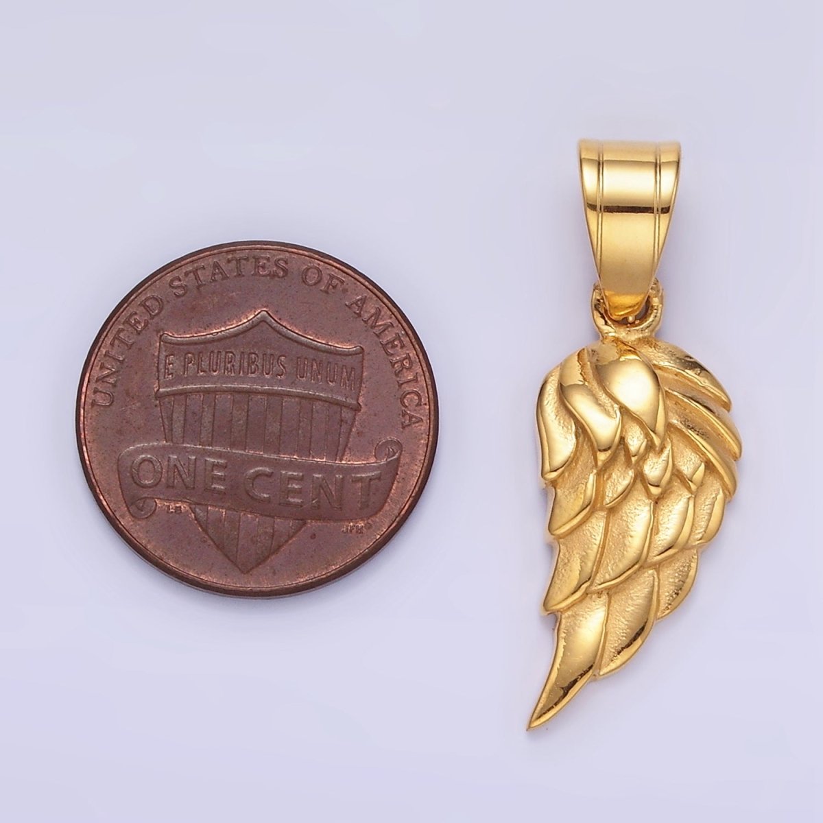 14K Gold Filled Feather Angel Wing Minimalist Pendant | P1457 - DLUXCA