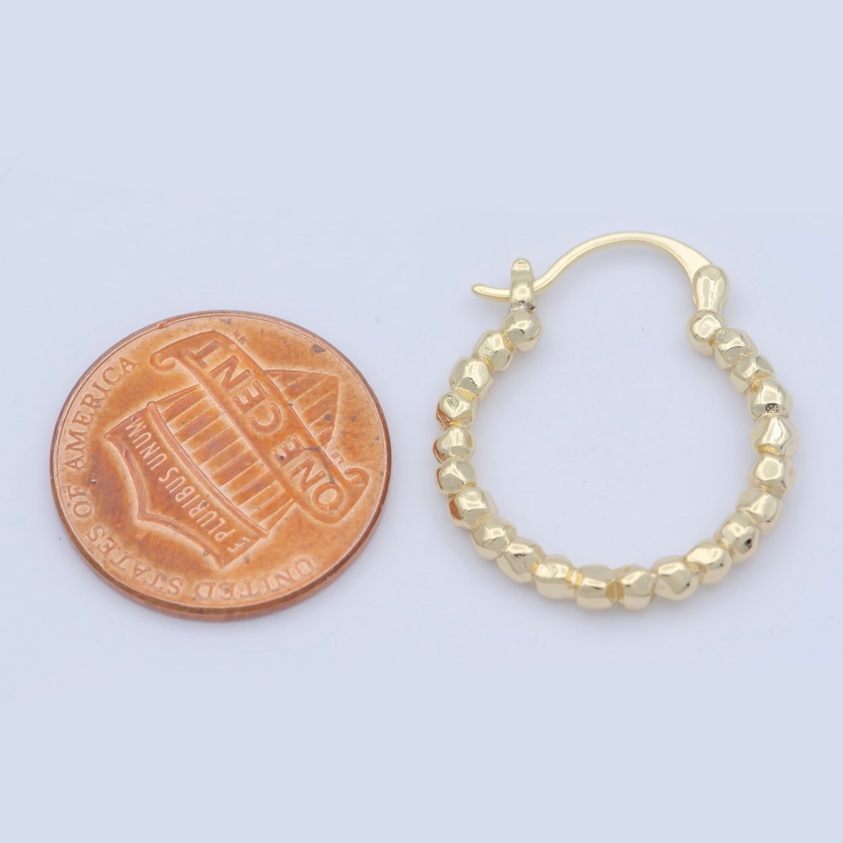 14K Gold Filled Geometric Beaded Bubble Latch Hoop Earrings | AB1206 - DLUXCA