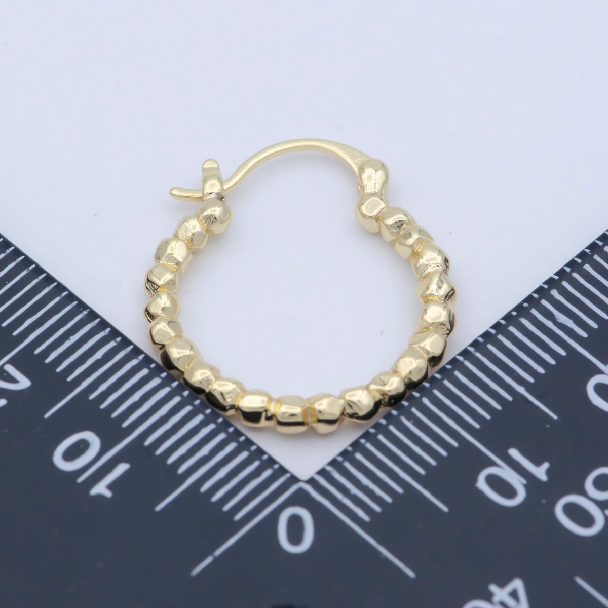 14K Gold Filled Geometric Beaded Bubble Latch Hoop Earrings | AB1206 - DLUXCA