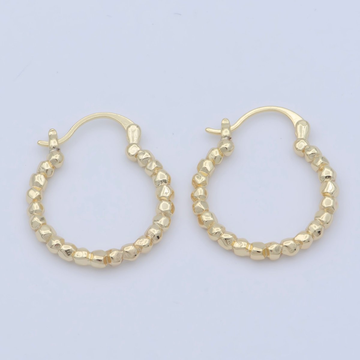 14K Gold Filled Geometric Beaded Bubble Latch Hoop Earrings | AB1206 - DLUXCA