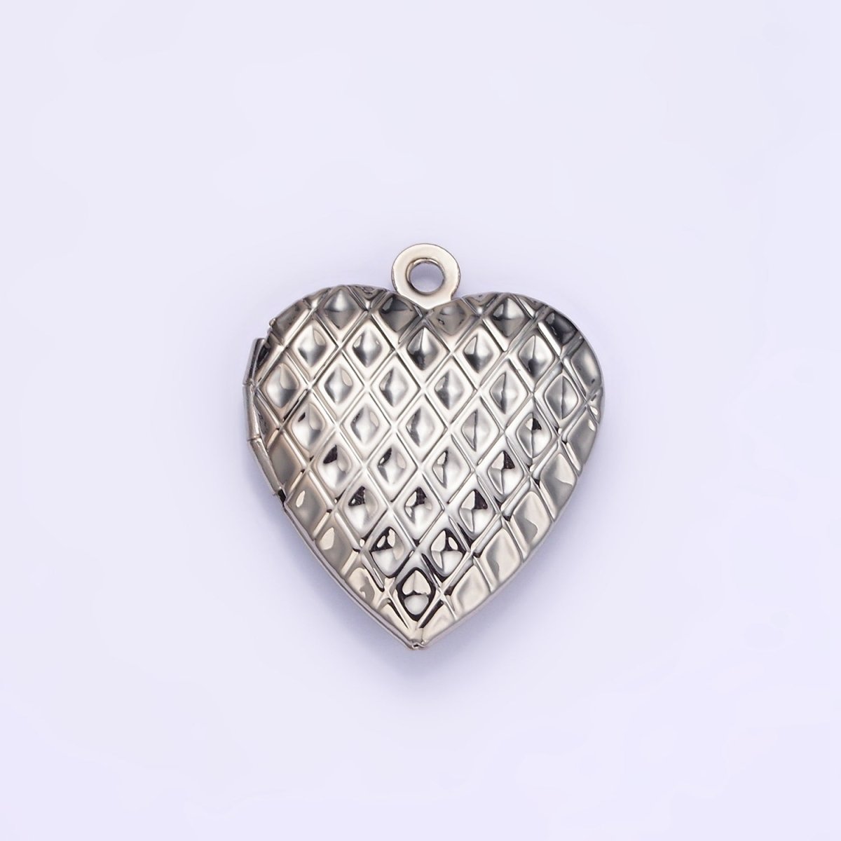 14K Gold Filled Geometric Rhombus Indent Heart Locket Charm in Gold & Silver | D410 - DLUXCA