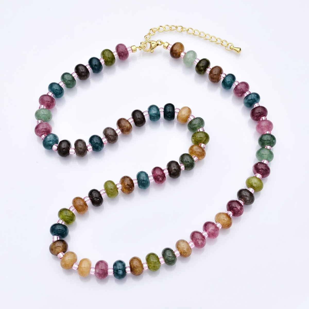 14K Gold Filled Gradient Multicolor Gemstone 16 Inch, 18 Inch Necklace | WA - 3147 WA - 3148 - DLUXCA