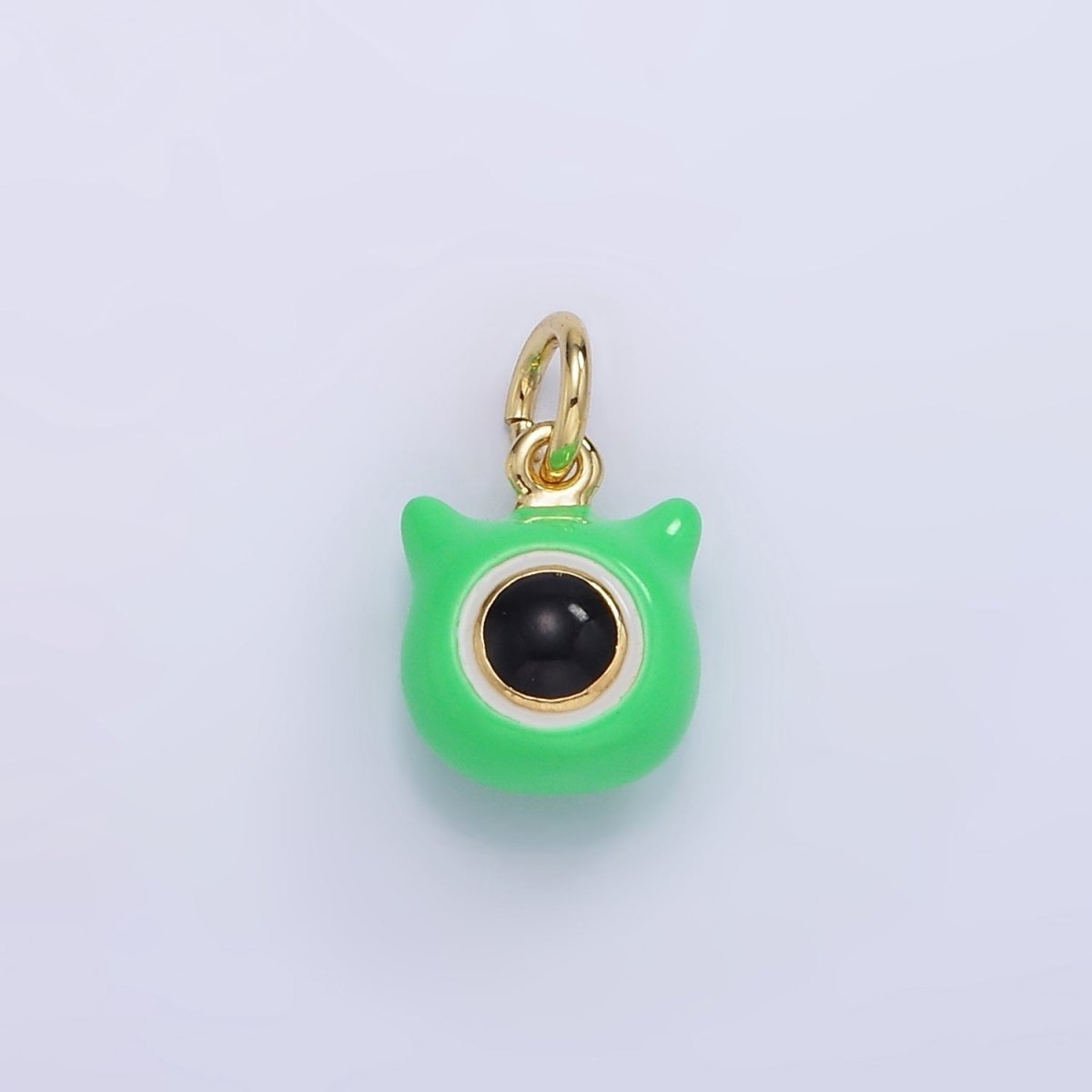 14K Gold Filled Green Alien Monster Enamel Mini Charm | AG835 - DLUXCA