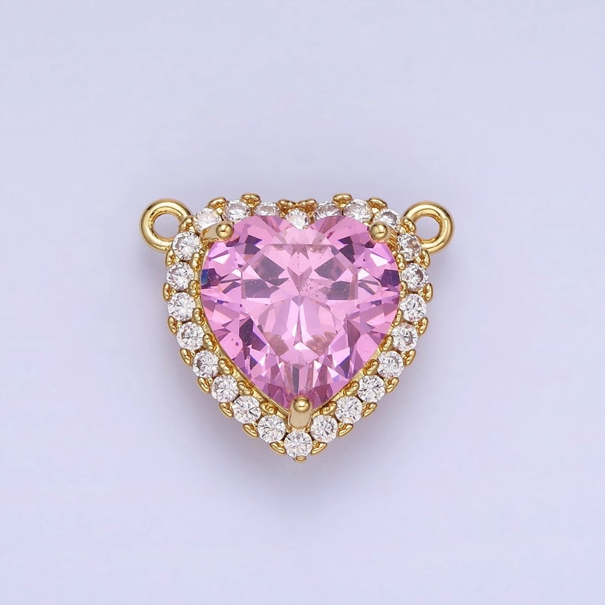 14K Gold Filled Green, Pink, Purple, Clear, Yellow, Red CZ Micro Paved Connector in Gold & Silver | G370 - G375 - DLUXCA