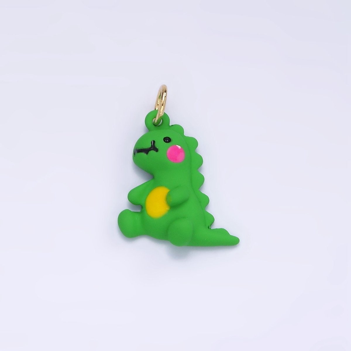 14K Gold Filled Green T - Rex Dinosaur Enamel Mini Charm | D559 - DLUXCA