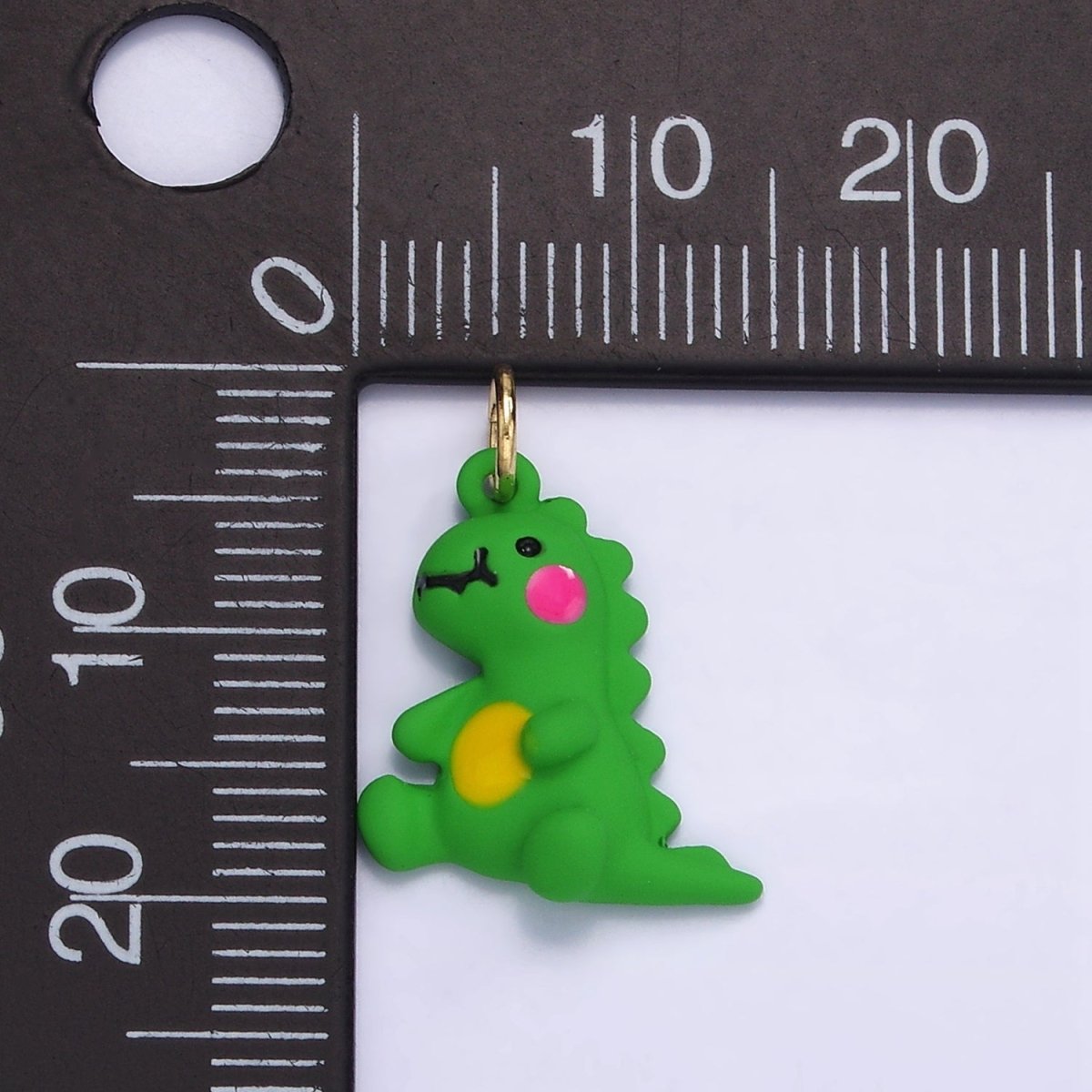 14K Gold Filled Green T - Rex Dinosaur Enamel Mini Charm | D559 - DLUXCA