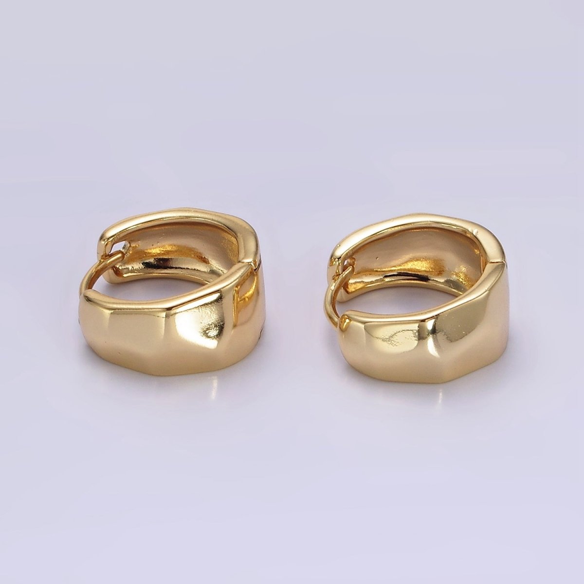 14K Gold Filled Hammered Round Hoop Huggie Earrings | V288 - DLUXCA