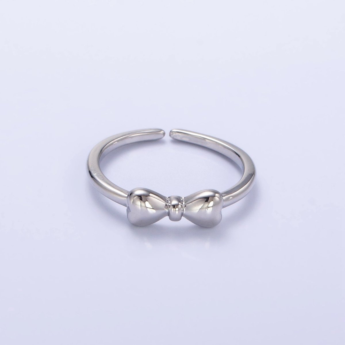 14K Gold Filled Heart Ribbon Dainty Ring in Gold & Silver | O1384 O1385 - DLUXCA