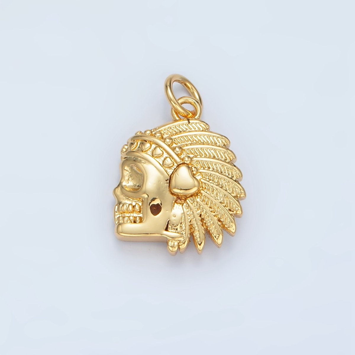 14K Gold Filled Indigenous American Skull Mini Charm | AG882 - DLUXCA