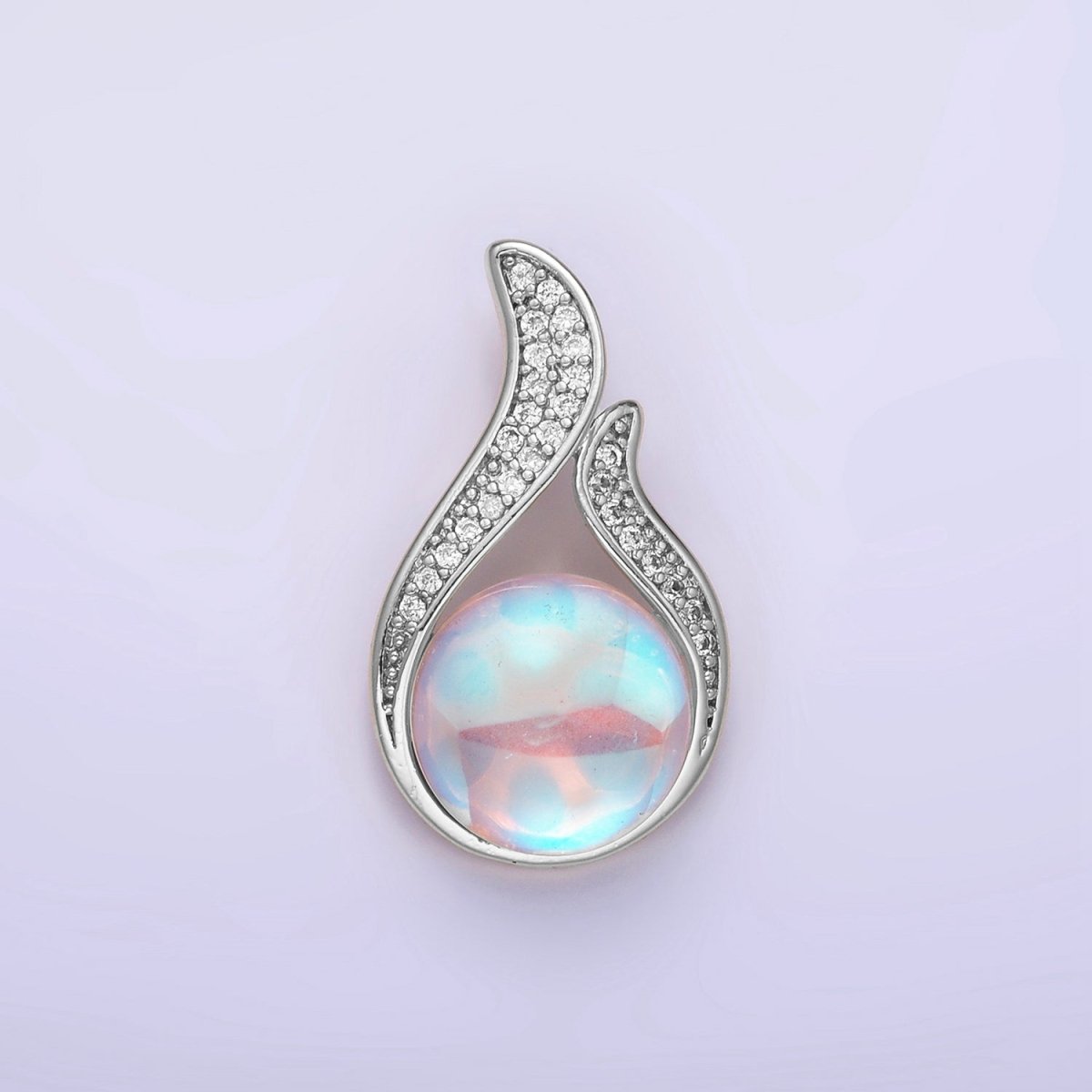 14K Gold Filled Iridescent CZ Open Micro Paved Teardrop Pendant | AA1171 - DLUXCA