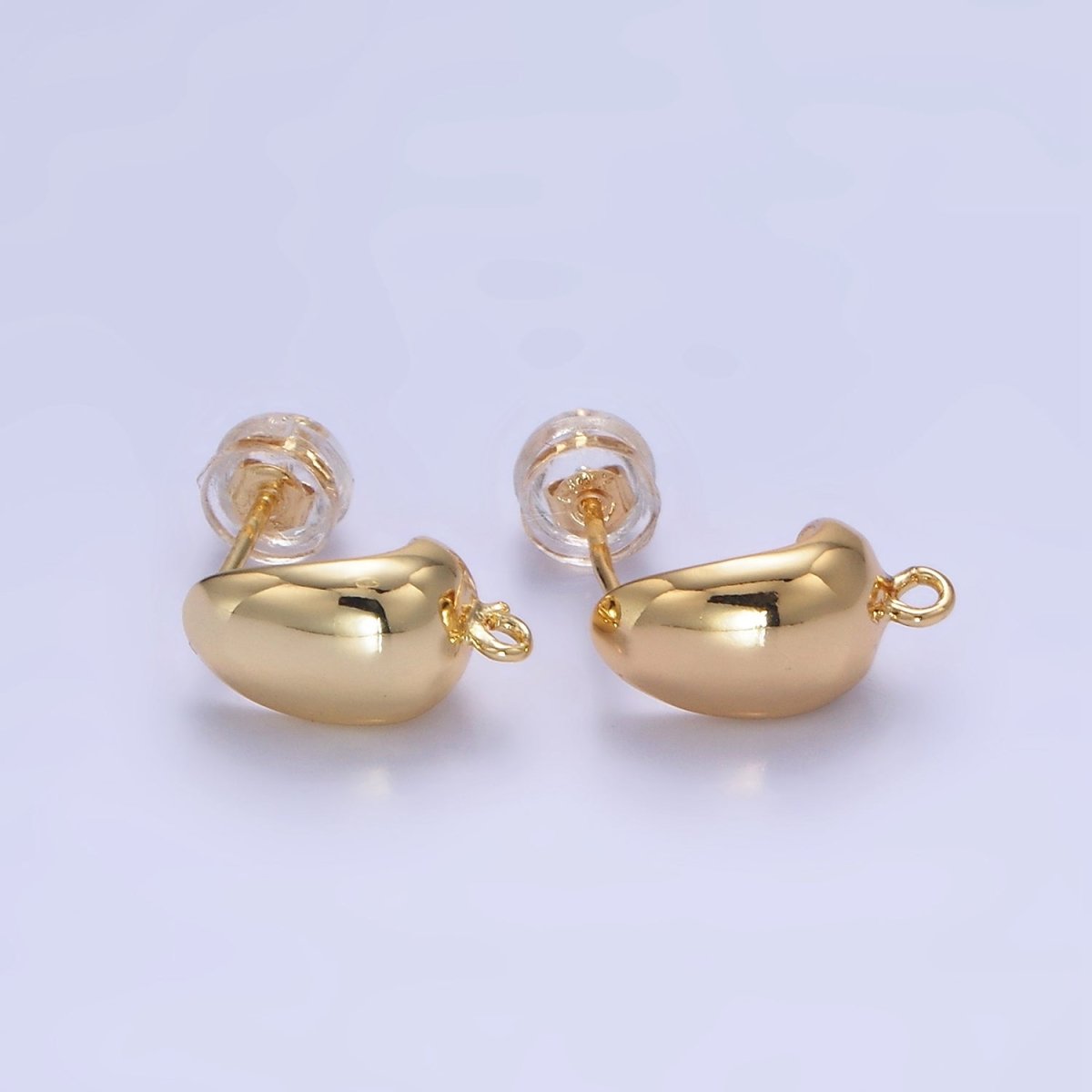 14K Gold Filled J-Shaped Dome Hoop Earrings Findings | Z762 - DLUXCA