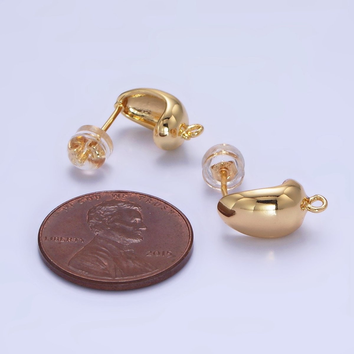14K Gold Filled J-Shaped Dome Hoop Earrings Findings | Z762 - DLUXCA