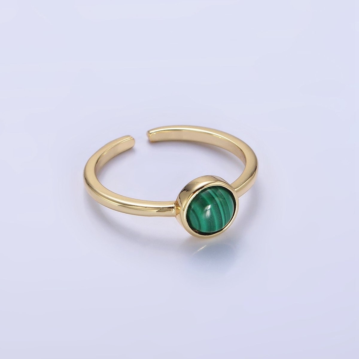 14K Gold Filled Malachite Gemstone Solitaire Ring | O1357 - DLUXCA