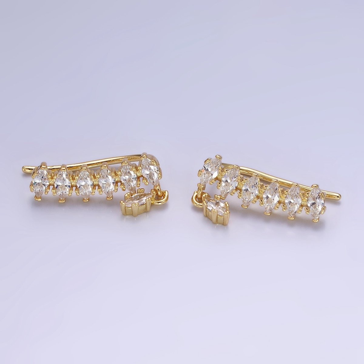 14K Gold Filled Marquise CZ Drop Ear Climber Cuff Earrings | AE482 - DLUXCA