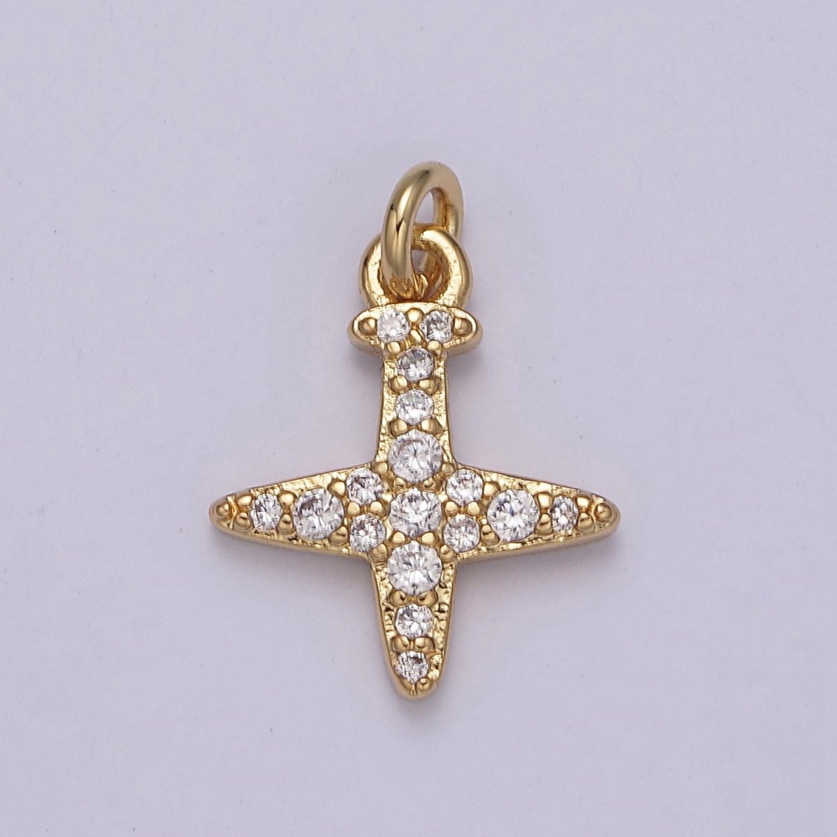 14K Gold Filled Micro Paved CZ Airplane Travel Charm in Gold & Silver | C145 C158 - DLUXCA