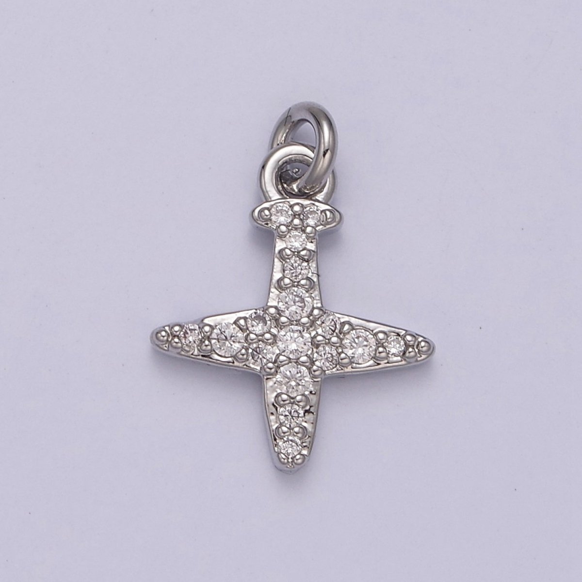 14K Gold Filled Micro Paved CZ Airplane Travel Charm in Gold & Silver | C145 C158 - DLUXCA