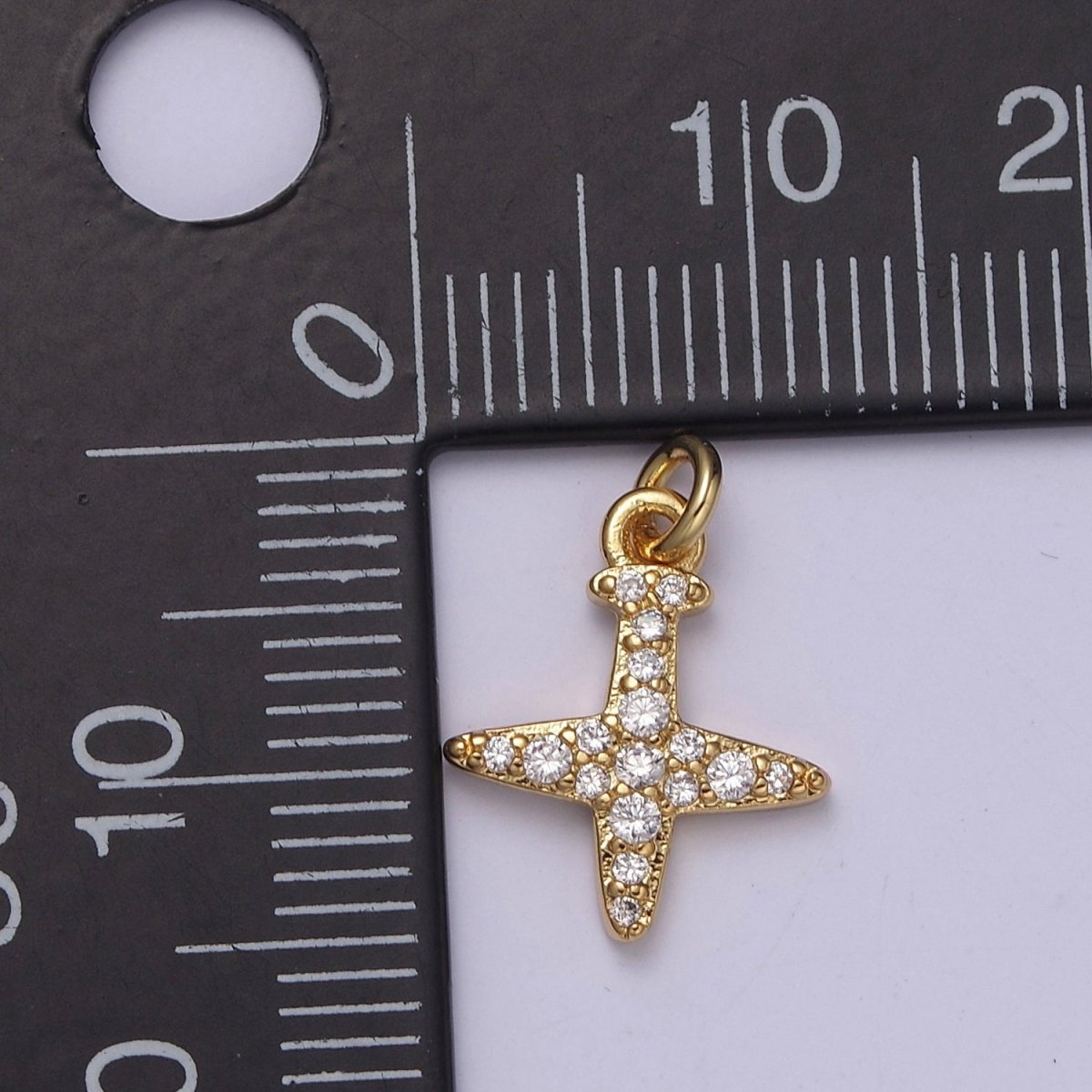 14K Gold Filled Micro Paved CZ Airplane Travel Charm in Gold & Silver | C145 C158 - DLUXCA