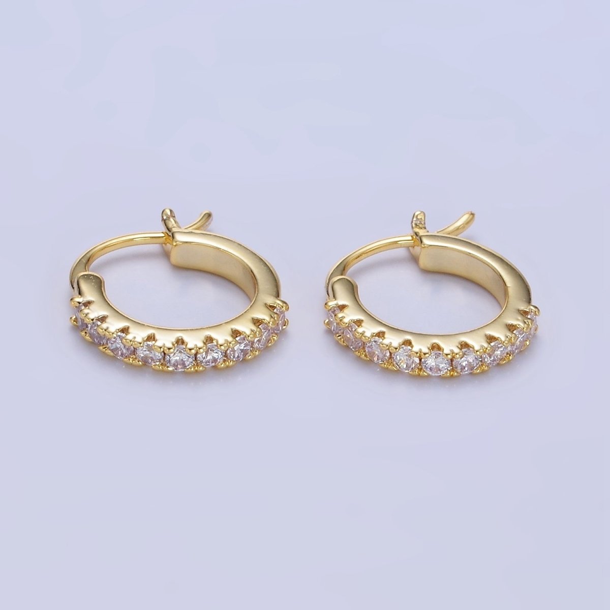 14K Gold Filled Micro Paved CZ Cartilage Latch Hoop Earrings | AE123 - DLUXCA