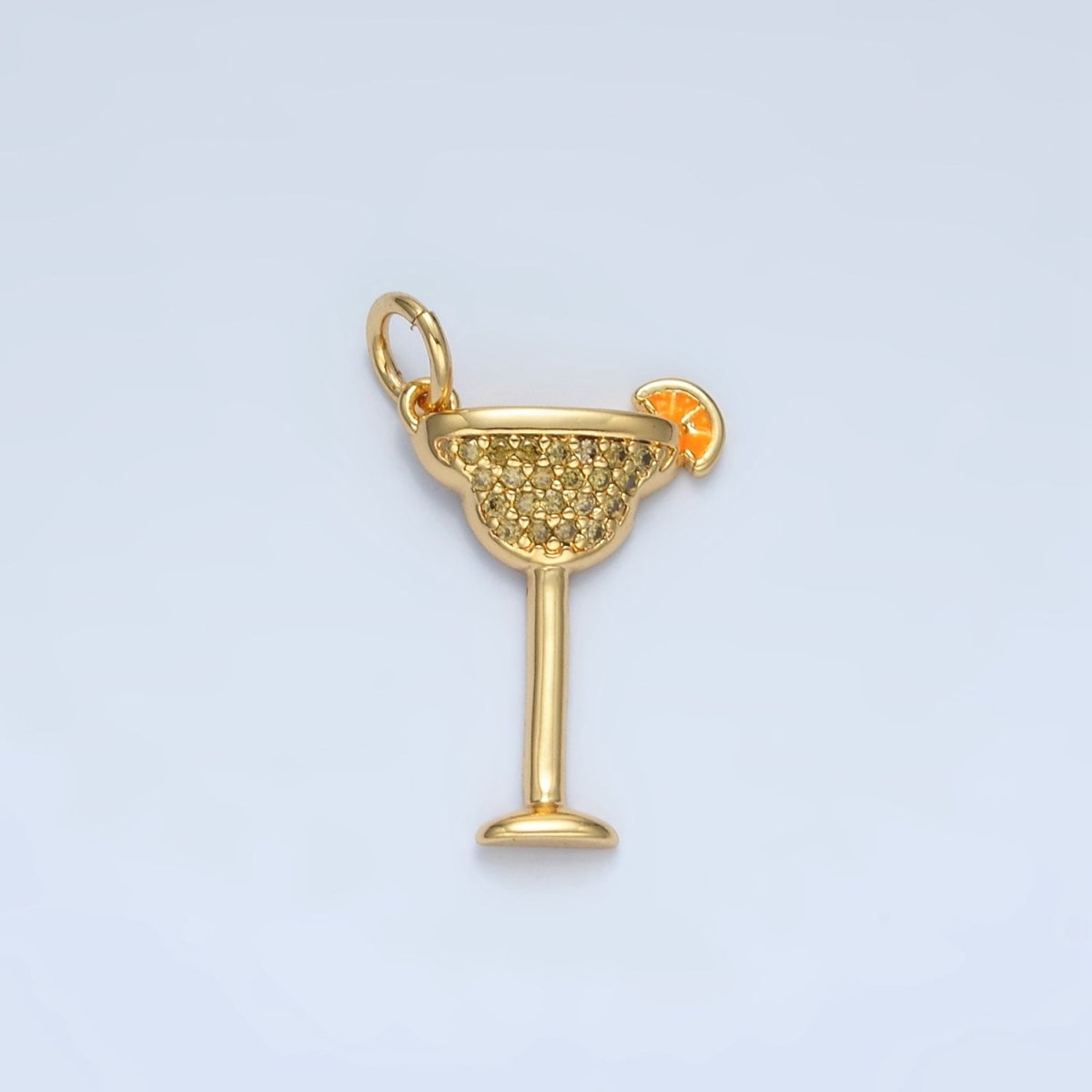 14K Gold Filled Micro Paved CZ Cosmo Cocktail Alcohol Drink Charm in Gold & Silver | AG617 - DLUXCA