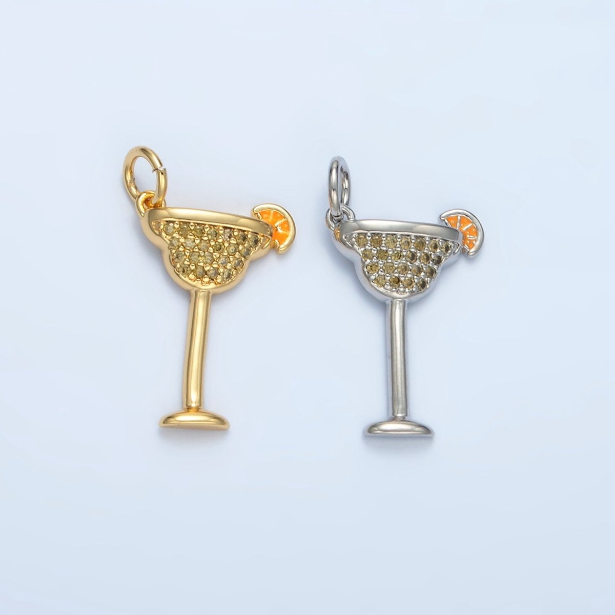 14K Gold Filled Micro Paved CZ Cosmo Cocktail Alcohol Drink Charm in Gold & Silver | AG617 - DLUXCA