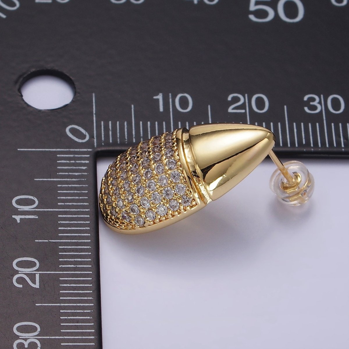 14K Gold Filled Micro Paved CZ Edged Teardrop Stud Earrings | Q040 - DLUXCA