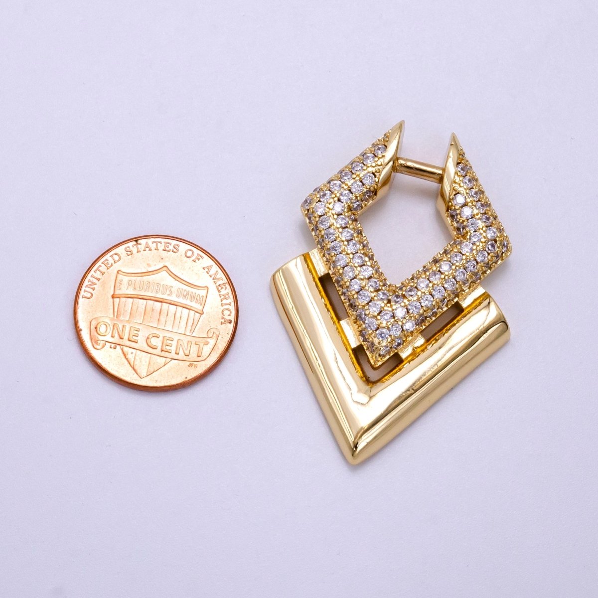 14K Gold Filled Micro Paved CZ Geometric Charm | AA1098 - DLUXCA