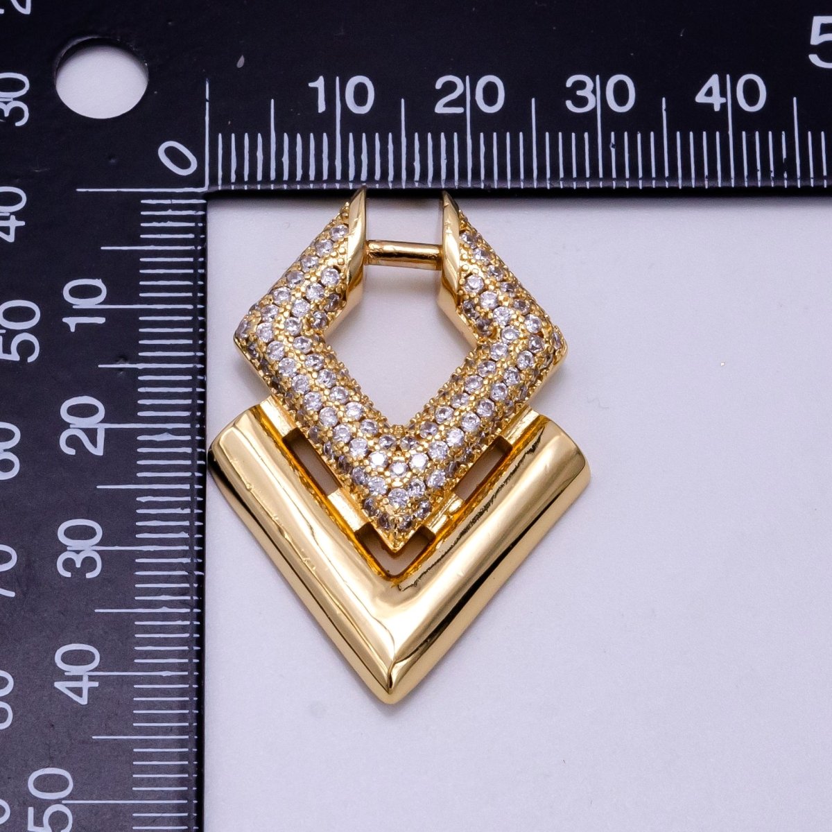 14K Gold Filled Micro Paved CZ Geometric Charm | AA1098 - DLUXCA