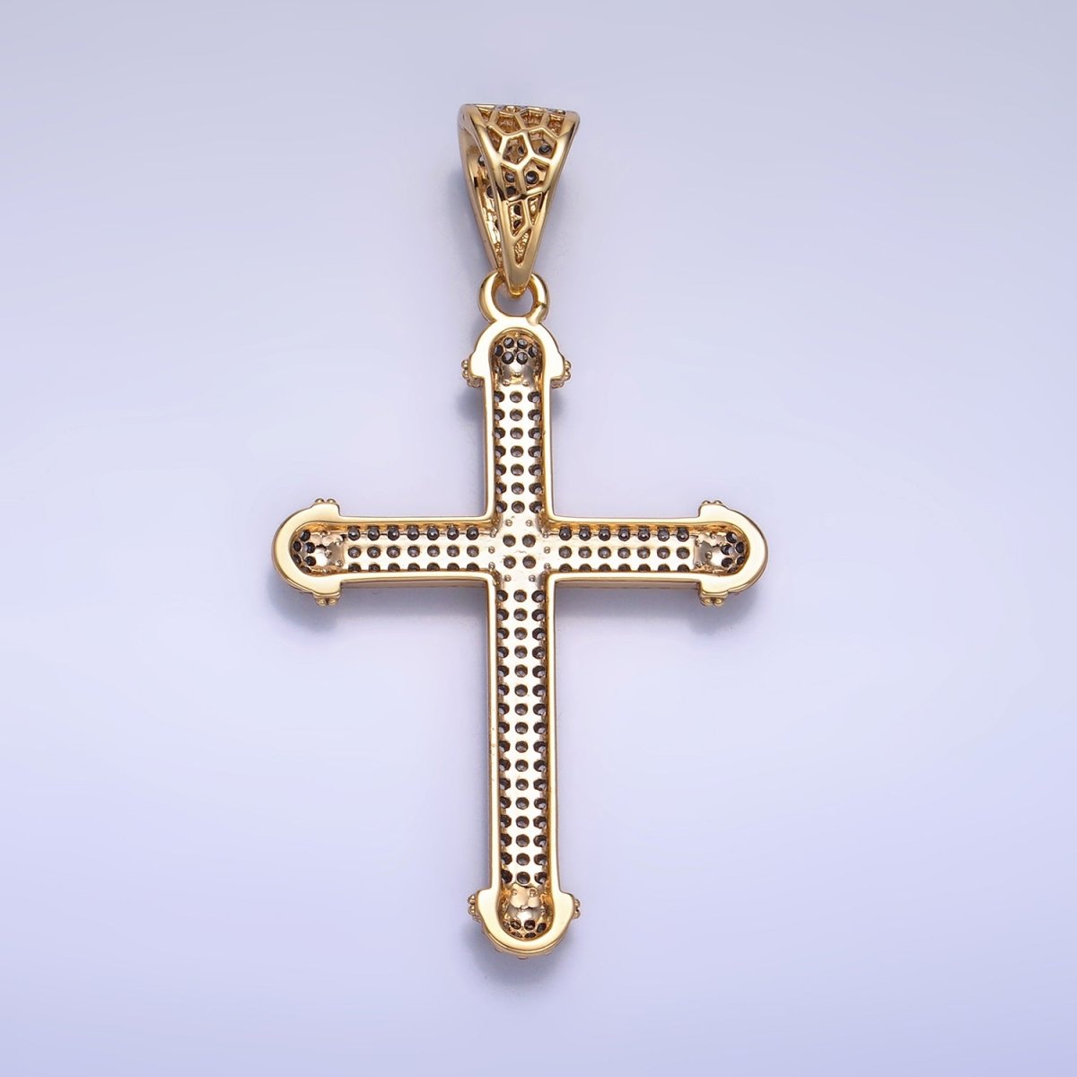 14K Gold Filled Micro Paved CZ Geometric Religious Cross Pendant | AA1063 - DLUXCA