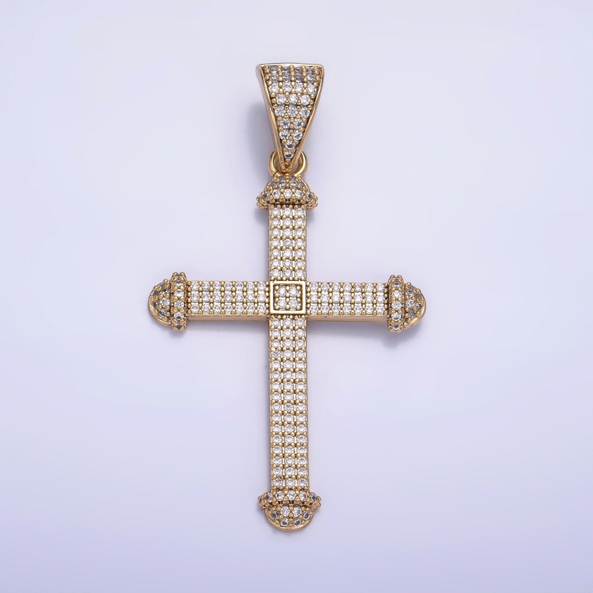 14K Gold Filled Micro Paved CZ Geometric Religious Cross Pendant | AA1063 - DLUXCA