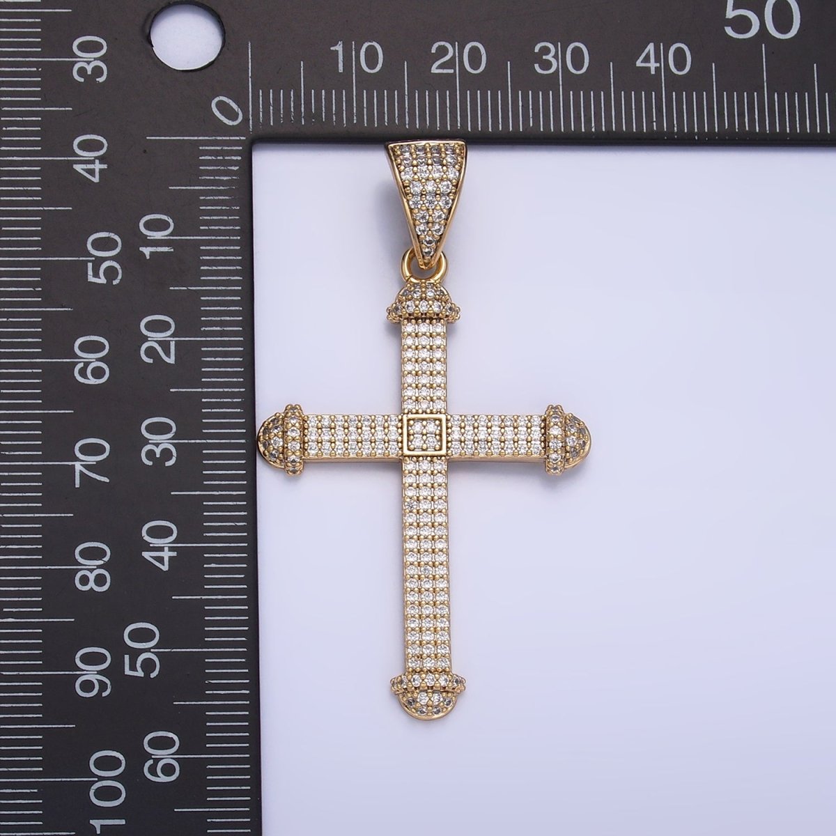 14K Gold Filled Micro Paved CZ Geometric Religious Cross Pendant | AA1063 - DLUXCA