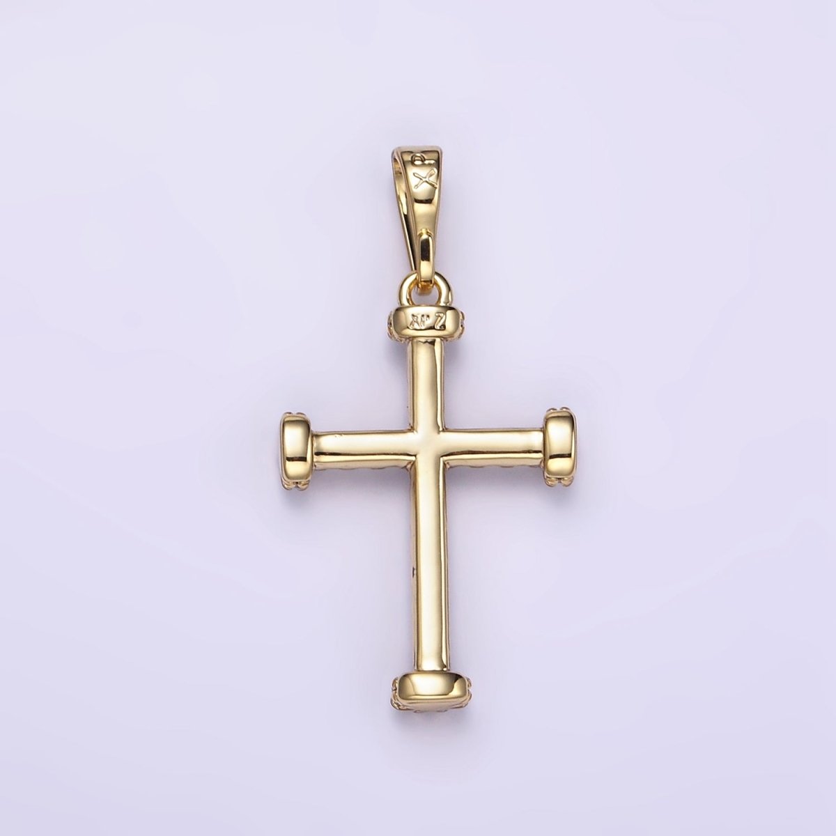 14K Gold Filled Micro Paved CZ Needle Cross Religious Pendant | I889 - DLUXCA